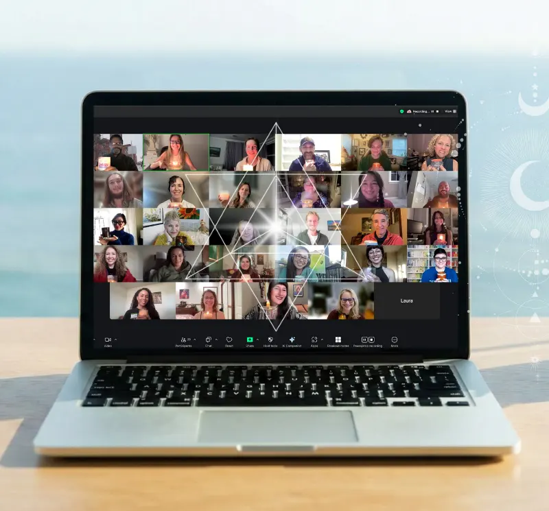 A laptop showing Psychospiritual Institute - Psychosynthesis Life Coach Certification Graduates.